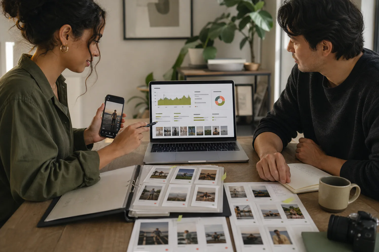 A creator and reviewer matching a public post with analytics and an organized evidence packet